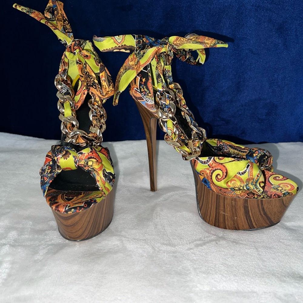 Strapped Chain Heels